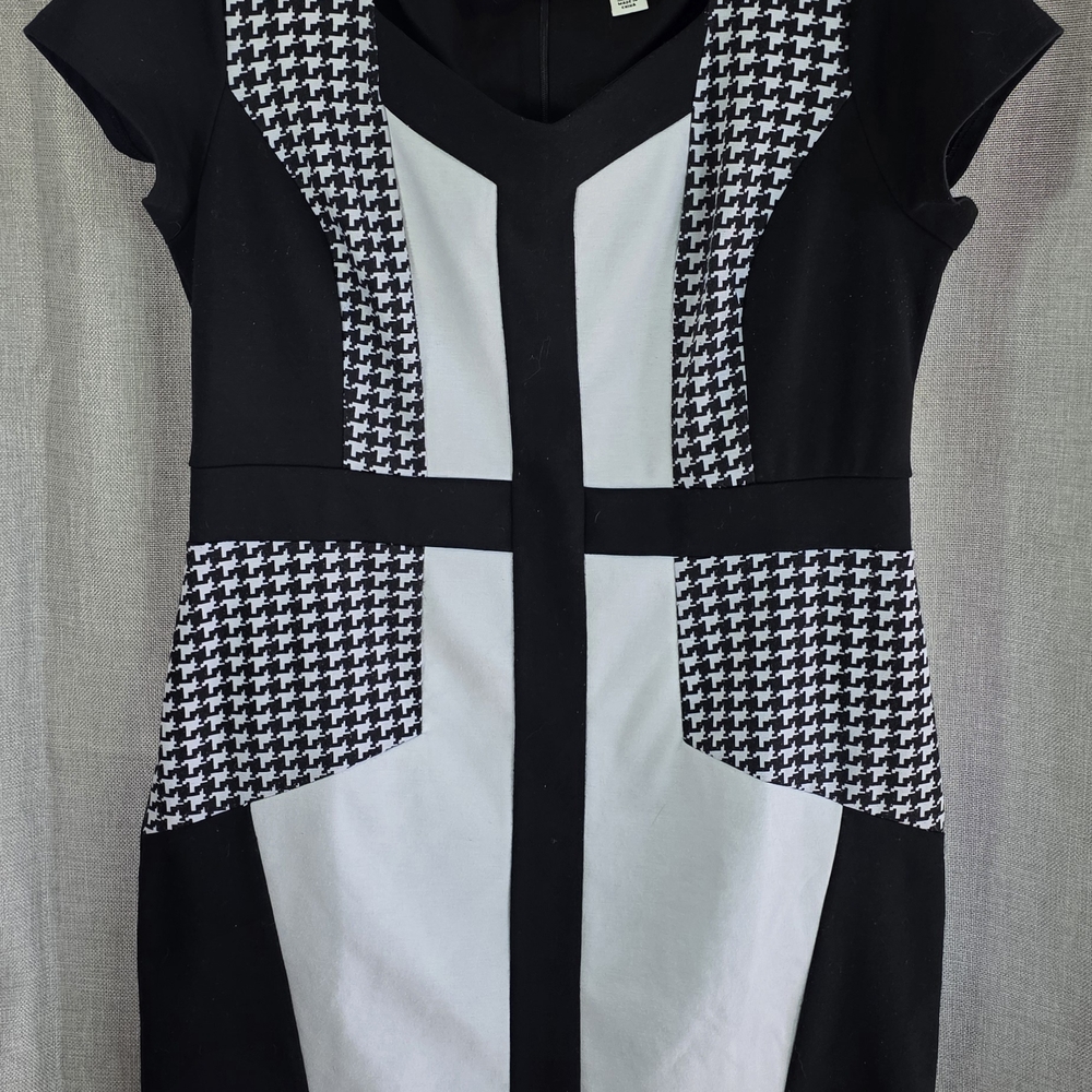 Cato Black and White Houndstooth Mini Dress Women's Sz 16 H4 CL2025304